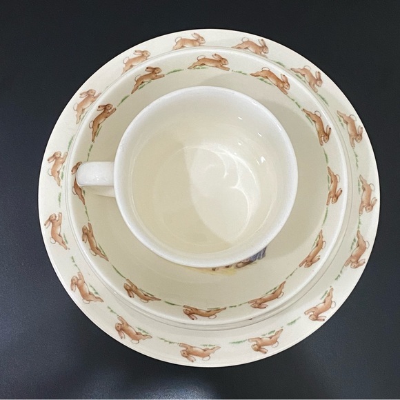 Vintage 1936 ROYAL DOULTON England “Bunnykins” English Fine Bone China 4pc Set - Picture 15 of 16